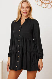 Thumbnail for Ruffled Button Up Long Sleeve Tiered Shirt