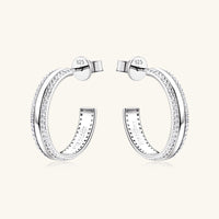 Thumbnail for 925 Sterling Silver Inlaid Moissanite C-Hoop Earrings