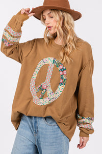 Thumbnail for SAGE + FIG Peace Applique Patch Long Sleeve Top