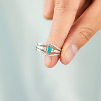 Thumbnail for Artificial Turquoise V Shape Inlaid Zircon Ring