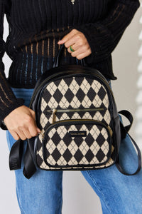 Thumbnail for David Jones Argyle Pattern PU Leather Backpack