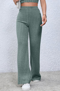 Thumbnail for Basic Bae Full Size Ribbed High Waist Flare Pants