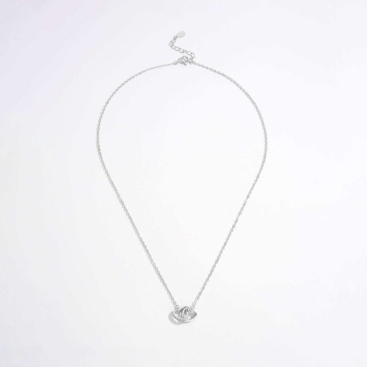 925 Sterling Silver Inlaid Zircon Heart Necklace