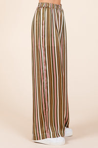 Thumbnail for Mittoshop Striped Satin Elastic Waist Wide Leg Pants