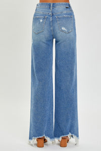 Thumbnail for RISEN Full Size High Rise Frayed Hem Wide Leg Jeans