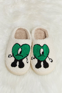 Thumbnail for Melody Love Heart Print Plush Slippers