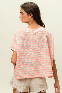 Thumbnail for BiBi Braid Striped Short Sleeve Round Neck T-Shirt