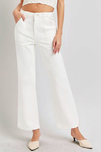 Thumbnail for RISEN High Rise Ankle Flare Jeans with Patch Pockets