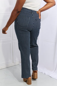 Thumbnail for Judy Blue Cassidy Full Size High Waisted Tummy Control Striped Straight Jeans