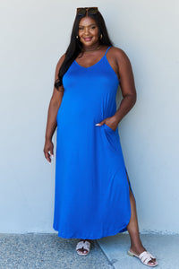 Thumbnail for Ninexis Good Energy Full Size Cami Side Slit Maxi Dress in Royal Blue