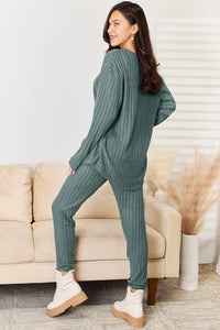 Thumbnail for Basic Bae Full Size Notched Long Sleeve Top and Pants Set