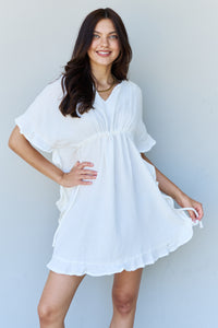 Thumbnail for Ninexis Out Of Time Full Size Ruffle Hem Dress with Drawstring Waistband in White