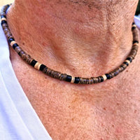 Thumbnail for Men's African necklace, Men african Beaded jewelry, Surfer necklace Gifts for men, Wooden Beach Necklace