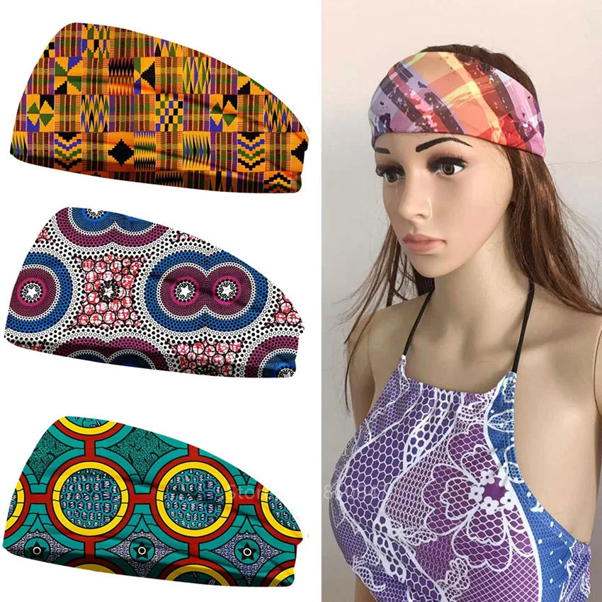 Africa Traditional Print Dashiki Dress Nigerian Clothes Kerchief Breathable Soft Yoga Headgear Wide Scarf Women Men Elastic Yoga