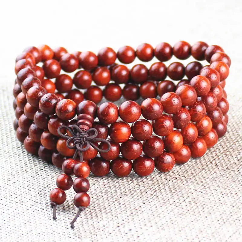 Natural African Red Sandal Beads Bracelet 6mm 8mm Buddhist 108PCS Prayer Meditation Mala BRO549