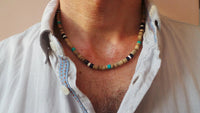 Thumbnail for Men's African necklace, Men african Beaded jewelry, Surfer necklace Gifts for men, Wooden Beach Necklace