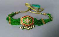 Thumbnail for Indian Green Enamel Gold Necklace Women's Jewelry