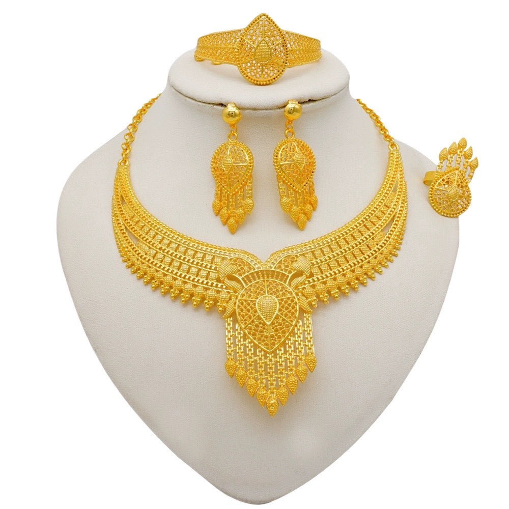 Necklace Suit Gold Plated African Bridal Wedding Gem