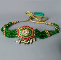 Thumbnail for Indian Green Enamel Gold Necklace Women's Jewelry