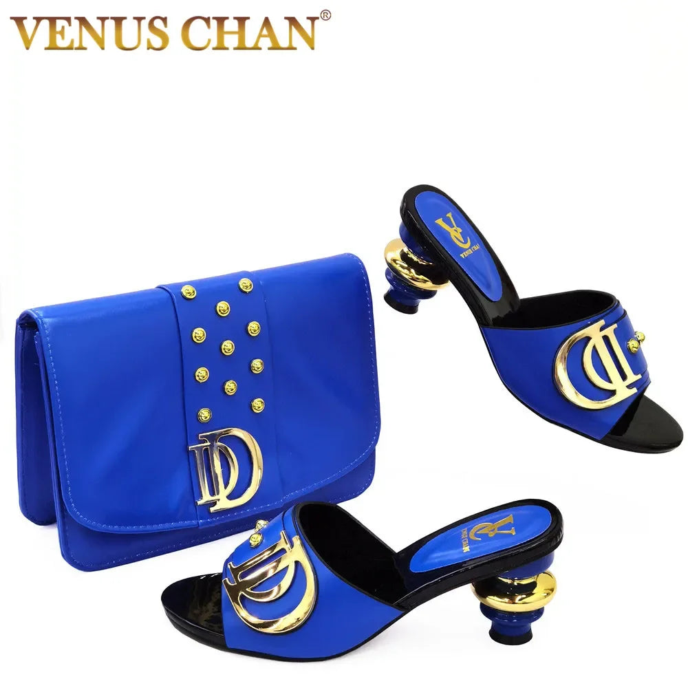 New Arrival Italian Shoes with Matching Bags Set Decorated with Rhinestone Women Summer Shoes African Wedding Shoe and Bags