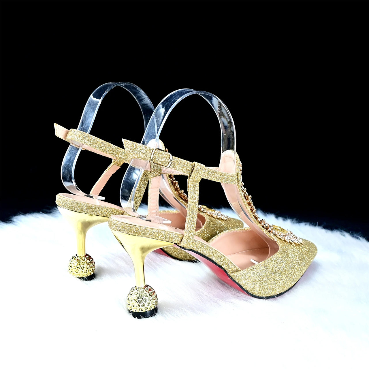 Golden Color New Design Nigerian Women Shoes and Bag Elegant Style African Ladies Pointed Toe Pumus for Wedding Party