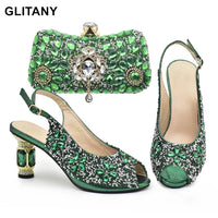 Thumbnail for New Italian Shoes and Bags Matching Set Decorated with Rhinestone Wedding Shoes Bride Luxury Designer Shoes African Party Pumps