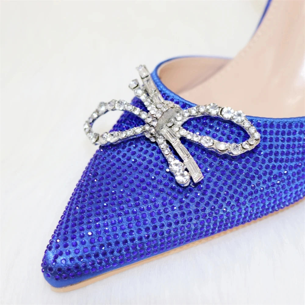 2024 Newest INS Style Blue Color Elegant High Heels Nigeria Popular Design African Ladies Shoes Matching Bag Set