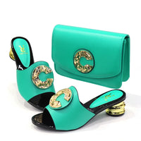 Thumbnail for New Arrival Italian Shoes with Matching Bags Set Decorated with Rhinestone Women Summer Shoes African Wedding Shoe and Bags