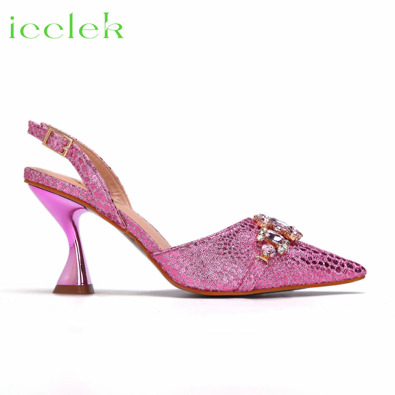 New Arrivals Special Design Pink Color African Women Shoes and Bag Set Pointed Toe Sandals for Wedding Party