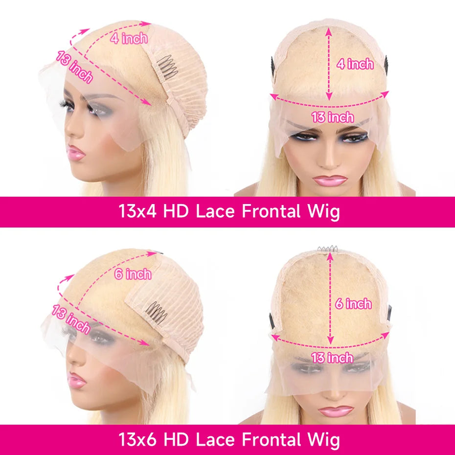 36-40 Inch Blonde 613 HD Lace Front Wig – 250-300 Density Body Wave Human Hair, 13x4/13x6 Lace Frontal Wig