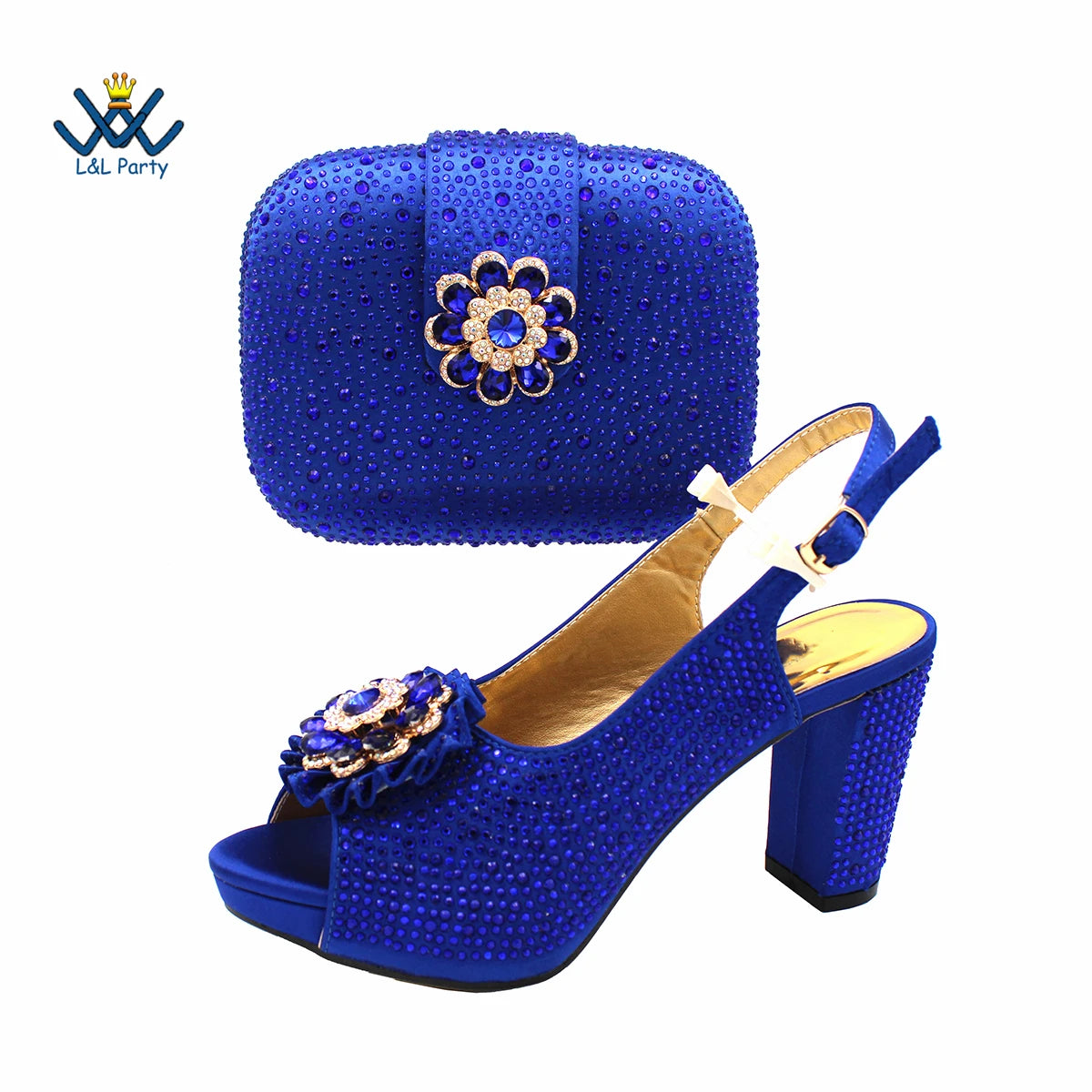 Latest African Women Shoes and Bag Set in Royal Blue New Design Italian Ladies Pumps for Garden Party