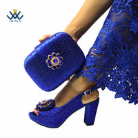 Thumbnail for Latest African Women Shoes and Bag Set in Royal Blue New Design Italian Ladies Pumps for Garden Party