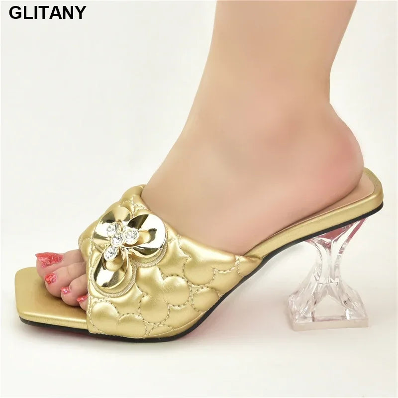 New African Women Party Pumps Decorated with Rhinestone Shoes for Wedding Women Ladies Shoes and Sandals Size 43 Women Shoes