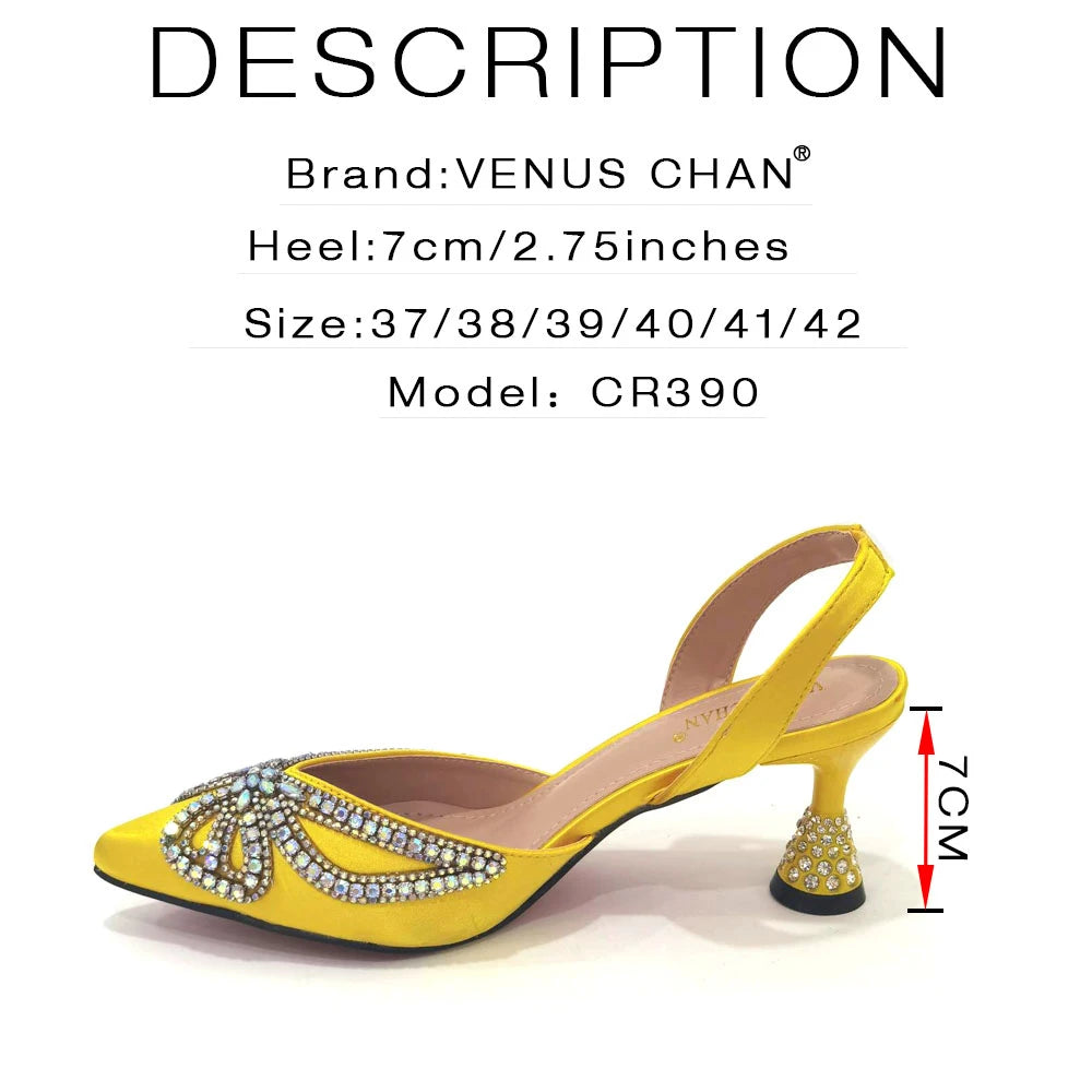 doershow African fashion Italian Shoes And Bag Sets For Evening Party With Stones yellow Italian Handbags Match Bags!  HJK1-17