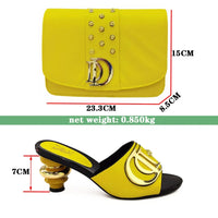 Thumbnail for New Arrival Italian Shoes with Matching Bags Set Decorated with Rhinestone Women Summer Shoes African Wedding Shoe and Bags