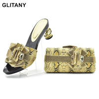 Thumbnail for Latest Design Women Italian African Party Pumps Shoes and Bag Set Decorated with Rhinestone Women Shoe and Bag for Nigeria Party