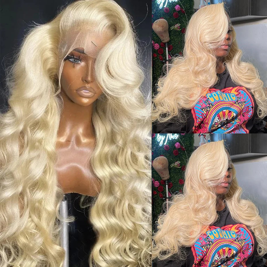 36-40 Inch Blonde 613 HD Lace Front Wig – 250-300 Density Body Wave Human Hair, 13x4/13x6 Lace Frontal Wig