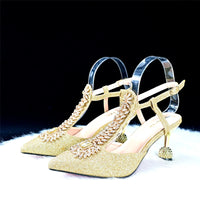 Thumbnail for Golden Color New Design Nigerian Women Shoes and Bag Elegant Style African Ladies Pointed Toe Pumus for Wedding Party