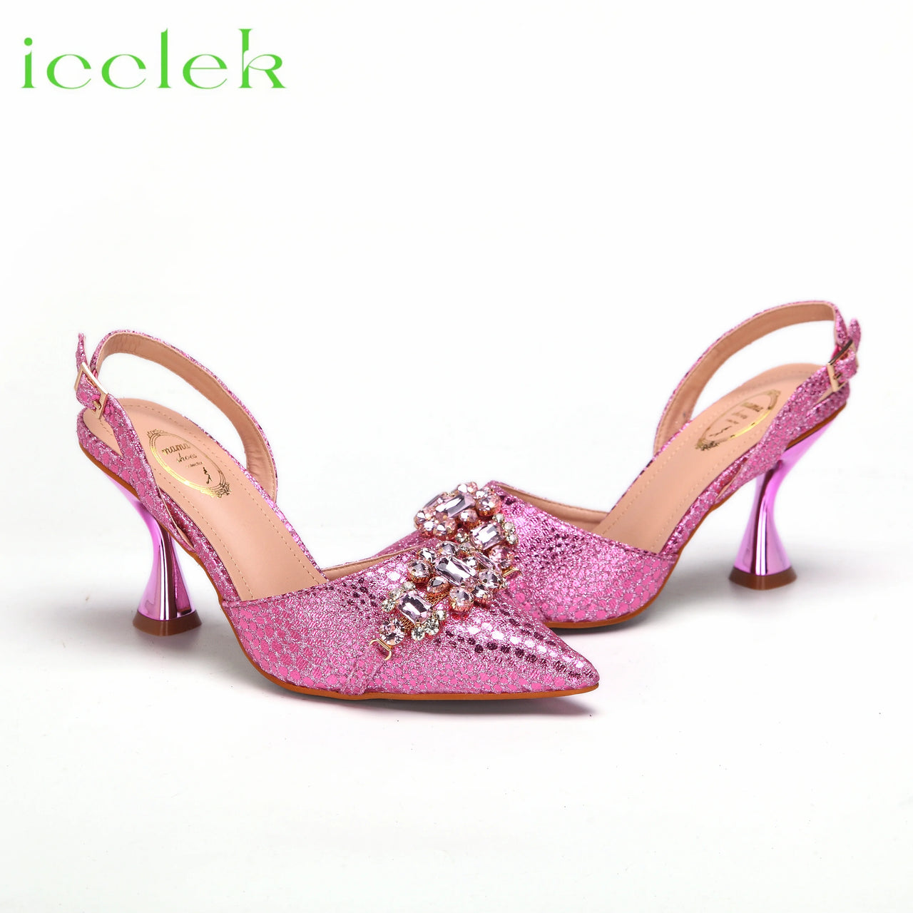 New Arrivals Special Design Pink Color African Women Shoes and Bag Set Pointed Toe Sandals for Wedding Party