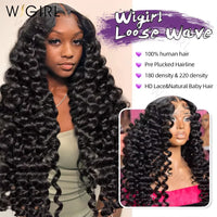 Thumbnail for Wigirl 200% Loose Wave 13x6 HD Lace Front Human Hair Wigs Brazilian 30 40 Inch 13x4 Deep Curly Wave Lace Frontal Wig For Women