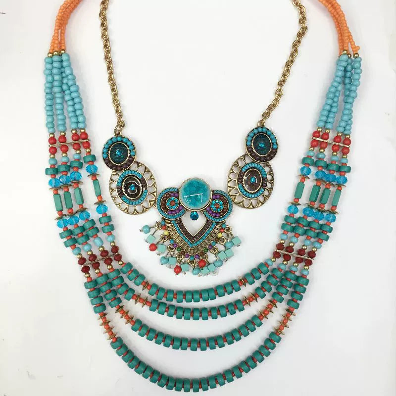 Exaggerated Bohemian Hand-Woven Decorative Necklace