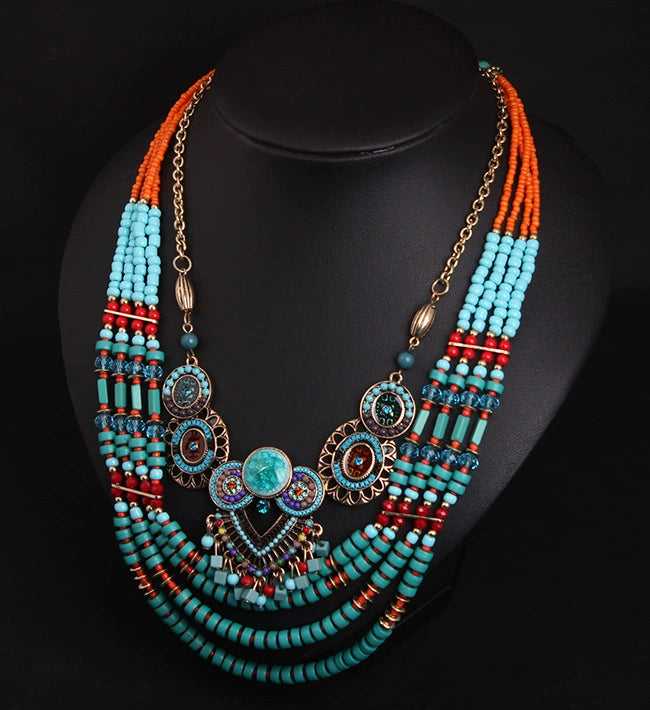 Exaggerated Bohemian Hand-Woven Decorative Necklace