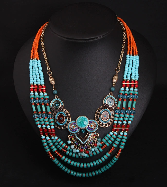 Exaggerated Bohemian Hand-Woven Decorative Necklace