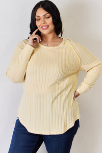 Thumbnail for Basic Bae Full Size Ribbed Round Neck Slit T-Shirt