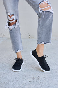 Thumbnail for Forever Link Flat Round Toe Lace-Up Sneakers