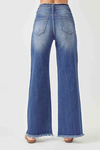 Thumbnail for RISEN High Waist Raw Hem Wide Leg Jeans