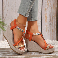 Thumbnail for Braided Strap Wedge Sandals