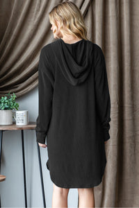 Thumbnail for Heimish Ribbed Long Sleeve Hooded Dress