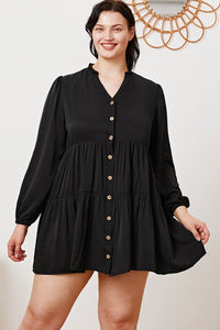 Thumbnail for Ruffled Button Up Long Sleeve Tiered Shirt