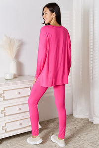 Thumbnail for Basic Bae Full Size V-Neck Soft Rayon Long Sleeve Top and Pants Lounge Set